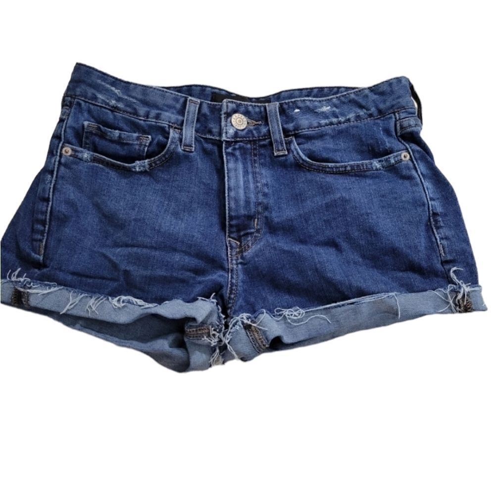 Express Denim Dark Wash Shortie Relaxed Low Rise Size 6